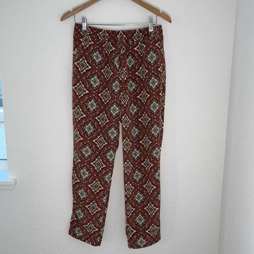 H&M Mandala Boho Hippie Print Wavy Pants Rust 8 Petite